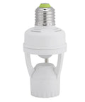 Auto On Off PIR Motion Sensor Light Socket For E27 Bulbs With 360 Degree Detection And Adjustable Sensitivity Infrared Lamp Holder For Bathroom Hallways Stairs Doors And Garage No Fuss Setup, white E27 socket
