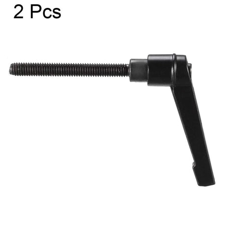 Side view of M6 50mm Adjustable Clamping Lever With Push Button Ratchet And Locking Lever, matte black, 2 Pack