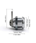 Side view of Four Pack Five Eighth Inch Tubular Cam Locks Keyed Alike With Chrome Finish for Vending Machines, showing measurements.