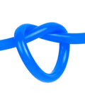 Close-up of a blue flexible spring coil from the Badass Boss Level PU Air Compressor Hose Tube, showcasing its unique twist design.