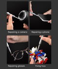 Using 24-In-1 Precision Screwdriver Set For Quick Fixes on camera, phone, glasses, and toy with magnetic bits.
