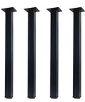 Image of 24 Inch Square Adjustable Metal Table Legs Set Of 4 With Leveling Feet Heavy Duty Black Industrial Desk And Workbench Hardware