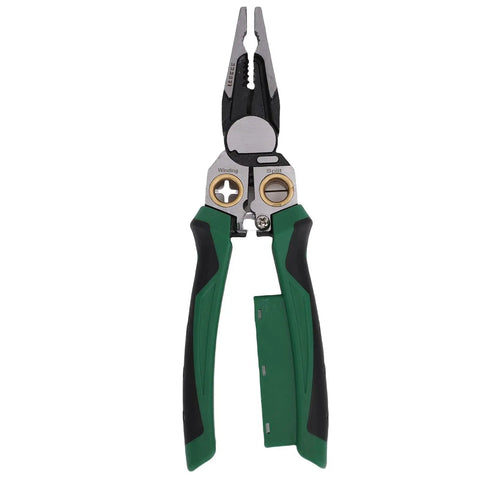 SASKATE 8 In 1 Wire Stripper Pliers With Voltage Tester Multi Functional Crimping Cutting Tool For Electrical Work High Carbon Steel, front view