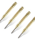 4 Pack Automatic Center Punch One Handed Spring Loaded Drill Punch Tool 5.1 Inch Brass Center Punch for marking and breaking