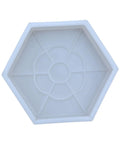 Hexagon Paving Color Brick Reusable Stepping Stone Paver Tool For Garden And Patio in white PP material, top view.