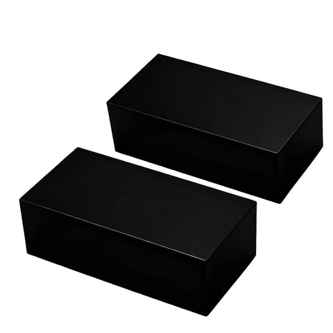 Two Pack HDPE Plastic Blocks Black 2 By 3 By 6 Inches High Density Polyethylene Cutting Board Material, front view.