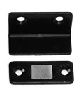Cabinet Door Magnetic Catch With Suction Stop No Drill Easy Install L Shaped Steel Magnet in rustproof black finish.