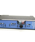 Keyence FS2-60 Fiber Optic Amplifier Sensor front view showing control panel with blue casing, red LED, 8-turn sensitivity trim.