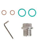 Heavy Duty Stainless Steel Oversize M14 X 1.5 Piggyback Oil Drain Plug For Cars With Self Tapping Thread Fix And Free L Wrench Plus O Ring Seal, plug kit with rings and wrench