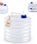 Foldable Water Container With Spigot For Camping And Hiking, portable collapsible water jug with blue cap and spigot