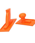Heavy Duty Woodworking Push Blocks Two Piece Knockout Safety Push Sticks For Table Saw Router Jointer Bandsaw Premium Abs Plastic in bright orange.