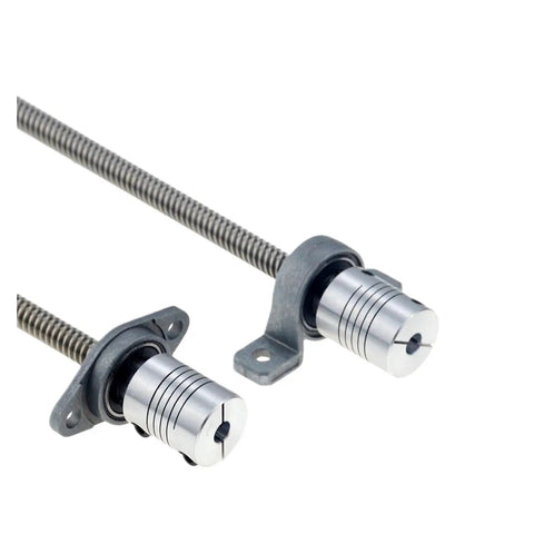 Heavy Duty Ball Screw With Nut Machine Parts T10 Lead Screw 10mm Diameter Trapezoidal Nut Set And Holder Vertical Kit For CNC Router Projects At 900mm Length, 10mm coupling set
