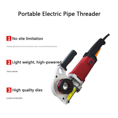 Heavy Duty Handheld Electric Pipe Threader With A Badass 2000W Motor For Smooth Snapfree Threading, showing features and easy operation.