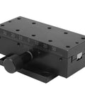 90X Linear Slide Rack And Pinion Sliding Table For Equipment, Aluminum Alloy Pro Grade Movement Platform, 35mm Travel, 0.7 Inch Per Turn Knob, 30 Micron Positioning Accuracy, Heavy Duty Linear Guide System, black aluminum slide
