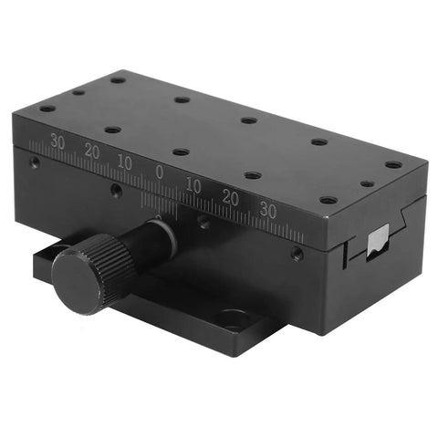 90X Linear Slide Rack And Pinion Sliding Table For Equipment, Aluminum Alloy Pro Grade Movement Platform, 35mm Travel, 0.7 Inch Per Turn Knob, 30 Micron Positioning Accuracy, Heavy Duty Linear Guide System, black aluminum slide