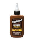 Pro-Level Genuine Hide Glue For Woodworking And Furniture Restoration, 4 Ounce Bottle, Titebond hide glue in a brown bottle for interior use.