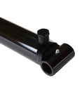 Close-up of the Beefy Heavy Duty Welded Hydraulic Cylinder 2 Inch Bore 18 Inch Stroke With Cross Tube Ends Double Acting 3500 PSI