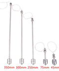 Plug And Play Float Switch Liquid Level Sensor 300mm Stainless Steel For Water Tanks And Pools Double Ball Float Sensor, shown with 350mm to 45mm sizes