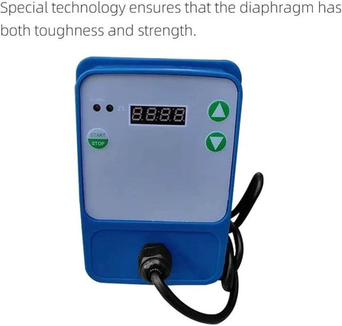 Front view of Mini Metering Dosing Pump For Water Treatment, featuring a digital frequency display and control buttons.