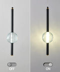 Black Modern Pendant Light Fixtures Set Of 3 Dimmable LED Mini Pendants With Crystal Accents, Off and On View
