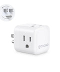 Heavy Duty Sideways Wall Outlet Extender With Three Power Sockets For Fast Charging Laptops Phones And Gadgets High Amp 1875W plugged in