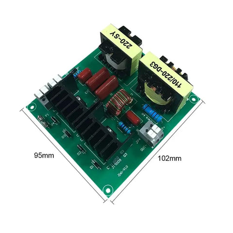 140KHz Ultrasonic Cleaner Driver Board Kit With Transducer For Car Washers And Home Washing Machines Easy Install 150W 220V PCB Circuit Board with dimensions 95mm x 102mm showing coils and capacitors