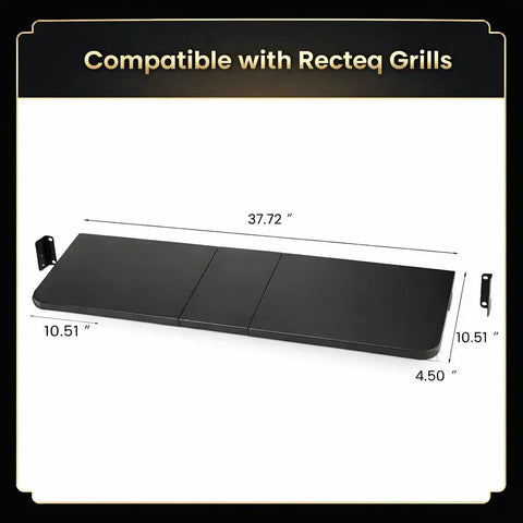 Folding Front Shelf For Recteq Deck Boss 800 Pellet Grill, Extra Prep Space And Storage, black 37.7 by 10.5 inch