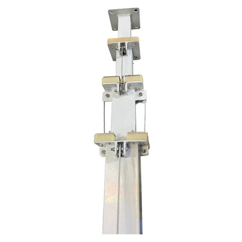 Heavy Duty Rock Solid Hand Crank Telescopic Lift Mast With Double Steel Wire Cable For Job Site Lighting And Gear Mounting Adjustable Modular Outdoor Work Pole showing segmented design and pulleys.