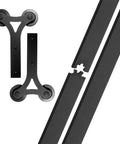 Rugged Sliding Barn Door Hardware Kit For Double Doors, Y Shaped Wood Door Hanger And Track Rollers, 12ft heavy duty steel rails