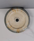Top view of round ceramic bathroom vessel sink, featuring an art basin design, ideal for home or hotel counter use.