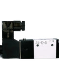 DC24V Solenoid Valve Three Way Two Position Normally Closed Pro Grade Pneumatic Electric, Aluminum Alloy Body, Side View