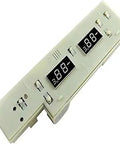 OEM Refrigerator Control Board Switch Assembly For Various Models With Popup Actuator And Copper Contacts Part Numbers 241739710 And 216954208 Plug And Play Easy Install, showing dual display panel.