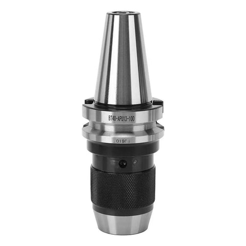 Built To Last Beefy BT40 APU13 100 Drill Chuck Tool Holder for CNC Milling Machines, high-speed steel, front view