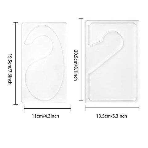 2 Piece Heavy Duty Acrylic Baby Closet Divider Router Template With Curved Hanger Cutting Stencil, 19.5cm by 11cm sizes.
