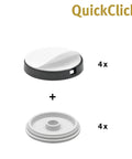 QuickClick Furniture Glide Base Set For Chairs And Home Decor, 4 Piece Exchangeable Plastic Glides, snap-in and base, 40 mm