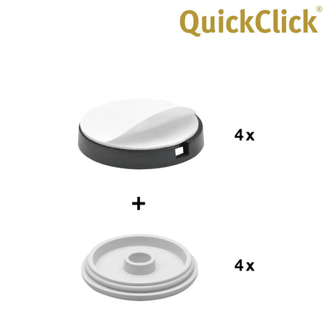 QuickClick Furniture Glide Base Set For Chairs And Home Decor, 4 Piece Exchangeable Plastic Glides, snap-in and base, 40 mm