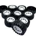10 Piece RC Car Wheels Set With 2 Point 5mm Shafts And 5 Metal Axles For DIY Builds White Plastic Wheels 51mm Diameter