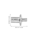 Close-up of Aluminum Blind Rivets Kit 200 Piece With Dome Drive Heads, showing dimensions for use in industrial projects.