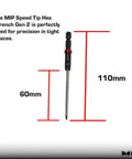RC Hex Bit Set And Tool Kit 1.5mm 2.0mm 2.5mm Hex Head Allen Wrench Bits For Screwdrivers Electric Screw Guns And Power Drills For RC Cars Made In USA Gen 2 Speed Tips shown with measurements