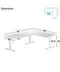 Rock Solid Electric L Shaped Standing Desk 78 By 60 Inches dimensions illustration showing adjustable height 23.6" to 49.1".
