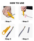 Steps for using 4 Pack Mini Wire Stripper And Crimping Tool Set For Network Cables Portable Punch Down Cutter for RJ45 Cat5 Cat6