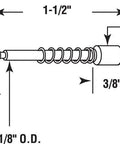 Window Screen Plunger Bolts 6 Pack Nylon Spring Fasteners Fits 3/8 To 7/16 Inch Frame detailed dimensions and design sketch.