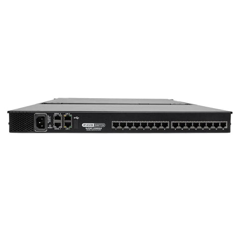 Professional 16 Port IP KVM Switch With Solid 19 Inch LCD Screen Keyboard And Touchpad For Plug And Play Rack Mount Server Management Remote Access front panel with ports.