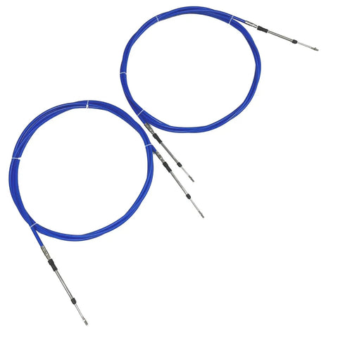 Universal 23 Ft Outboard Shift And Throttle Cable Set For 3300 33C Control Boxes Blue Two Piece Cables For Yamaha Suzuki Honda Nissan Chrysler Outboards Not Mercury Fits Boat Steering System, blue cables.
