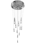 Top Shelf Polished Chrome 13 Light Flush Mount Ceiling Chandelier With Dimmable Bulbs Included Ready For Your Home, top view of hanging fixture.