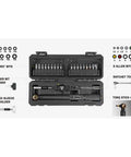 Open portable toolbox showing Torq Stick Pro 4-20 Nm Torque Wrench Kit with mini ratchet, magnetic holders, and 18-bit set.