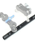 2 Pack 15mm Cheese Rod With M12 Threads And 1/4 3/8 Screw Holes, Aluminum Camera Rail Support for DSLR Rigs and Matte Boxes, close up showing connection details.