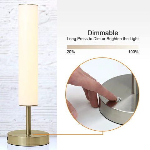 Chill Minimalist LED Cylinder Lamp With USB Charge Port 360 Degree Glow Three Color Temperatures Dimmable Desk Or Night Lamp in dimming mode