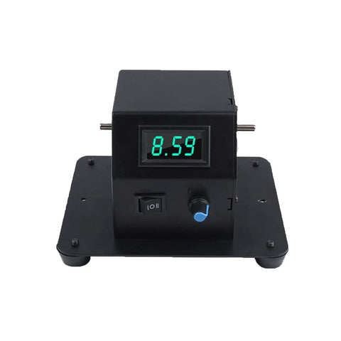 Knockout Mini Bench Grinder With A Legit 300 Watt Copper Motor Quick Swap Adapters Forward Reverse Switch Rugged Steel Frame Built Tight For Serious Shop Work Slick Metal Polishing And Wood Finishing, digital display top view.