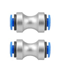 Two Piece Teflon Tube Connector High Flow 3D Printer Filament Feed Adapter Slick Aluminum Alloy And Pom Design, top view.